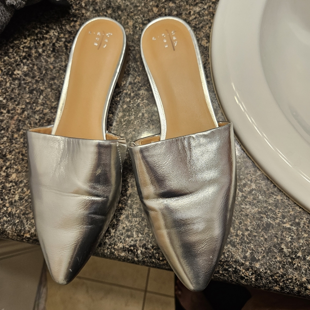 Silver Women's Mules